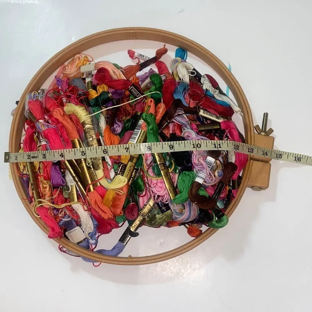 Craft Hoops And Colorful Embroidery Floss Bundle USAD